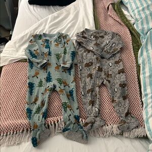 Cozy Forest and Animal Print Kids Footies pajamas